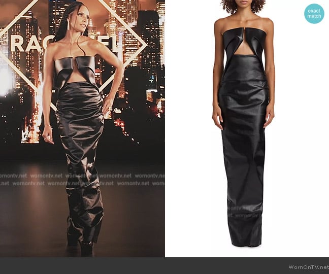 Rick Owens Coated Denim Prong Gown worn by Racquel Chevremont on The Real Housewives of New York City