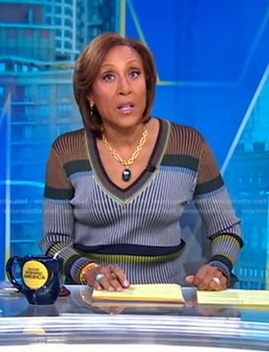 Robin's striped ribbed sweater on Good Morning America