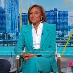 Robin’s turquoise blazer and pant suit on Good Morning America