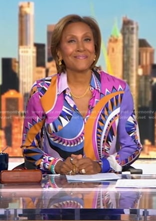Robin's abstract print shirt on Good Morning America
