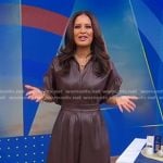 Rocsi’s brown wide-leg leather jumpsuit on Good Morning America