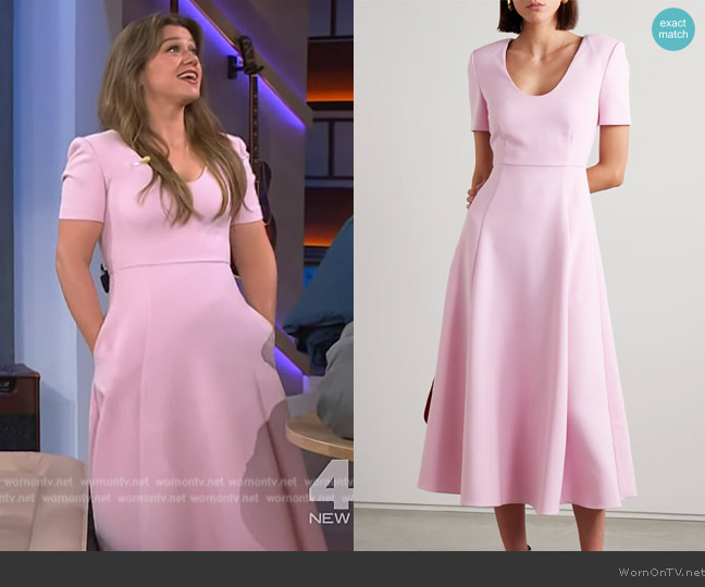 Roland Mouret Crepe midi dress worn by Kelly Clarkson on The Kelly Clarkson Show