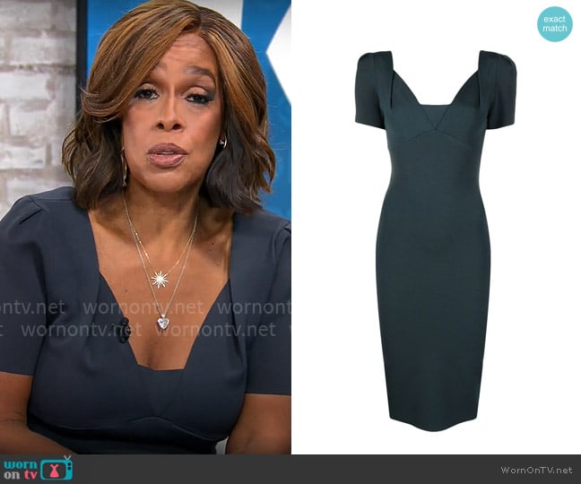 Roland Mouret Short-sleeve Knit Midi Dress worn by Gayle King on CBS Mornings