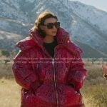 Bronwyn’s red leopard puffer coat on The Real Housewives of Salt Lake City