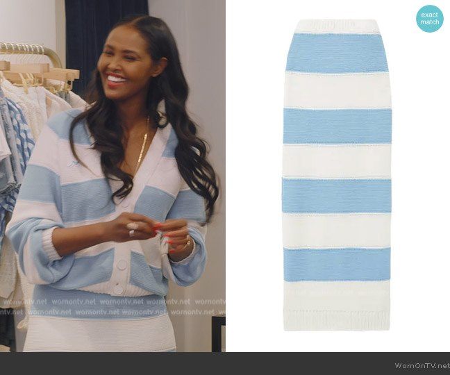 Rowen Rose Striped Knit Skirt worn by Ubah Hassan on The Real Housewives of New York City