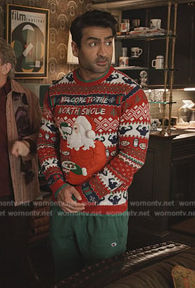 Rudy’s ugly Christmas sweater on Only Murders in the Building