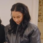 Sai’s black leather bomber jacket on The Real Housewives of New York City