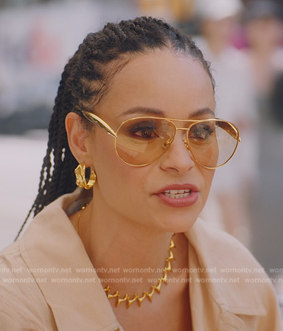 Sai's golden aviator sunglasses on The Real Housewives of New York City