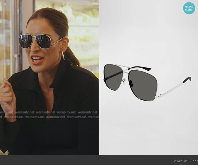 Saint Laurent Leon Aviator Sunglasses worn by Jessel Taank on The Real Housewives of New York City