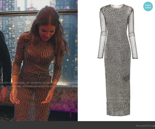 Saint Laurent Polka-dot mesh maxi dress worn by Brynn Whitfield on The Real Housewives of New York City