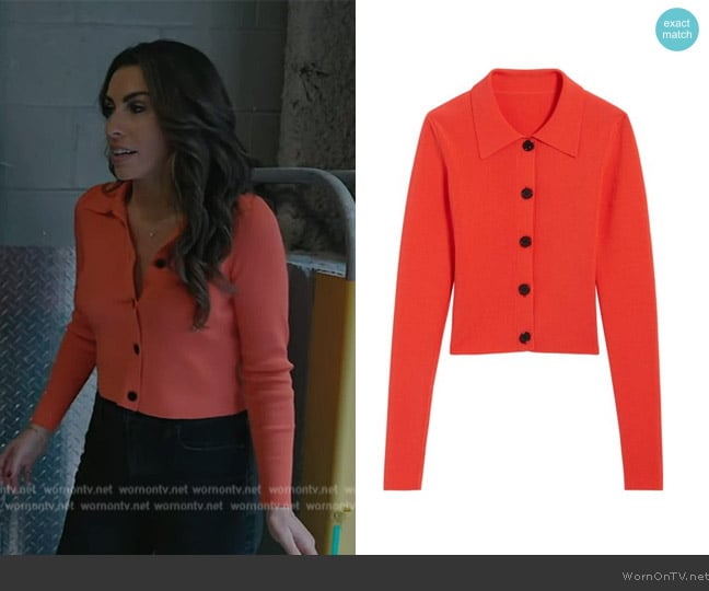 Sandro Francoise Cropped Rib-Knit Cardigan worn by Alyssa Farah Griffin on The View