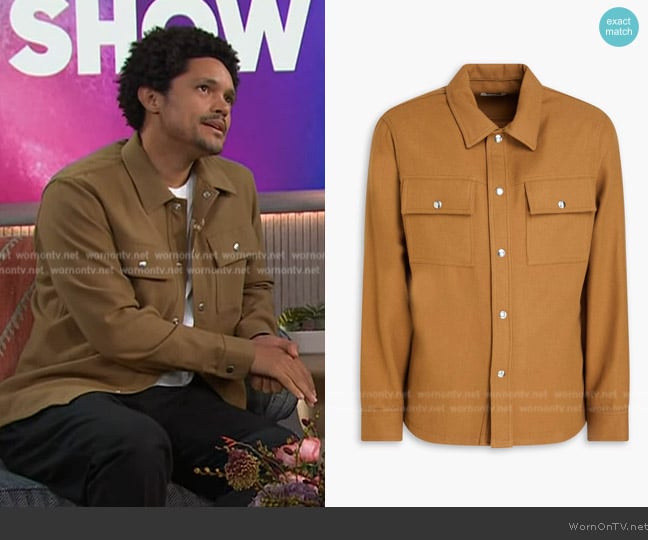 Sandro Wool-blend twill overshirt worn by Trevor Noah on The Kelly Clarkson Show