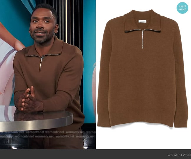 Sandro Spread-collar sweater worn by Justin Sylvester on E! News