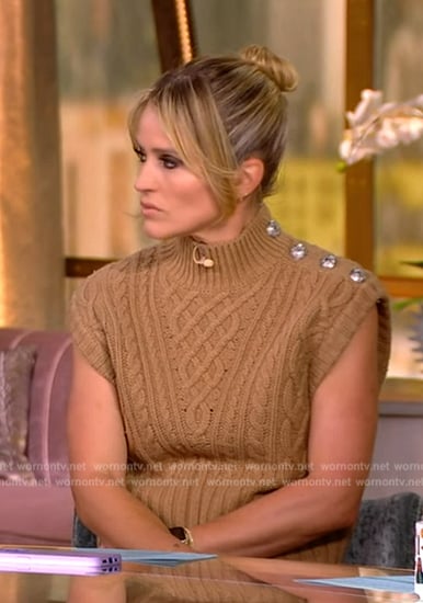 Sara's beige cable knit vest on The View