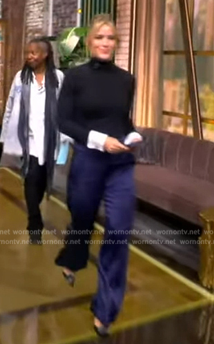 Sara’s black contrast cuffs sweater on The View