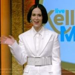 Sarah Paulson’s white blazer and skirt on Live with Kelly and Mark