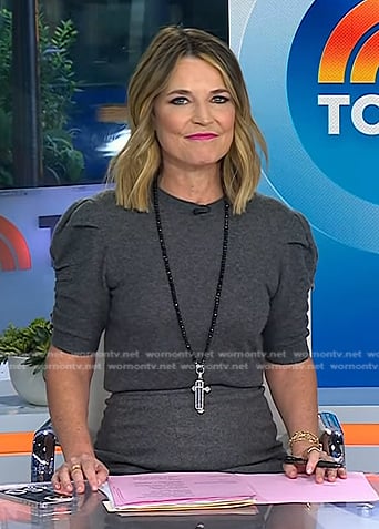 Savannah's grey puff sleeve sweater on Today