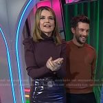 Savannah’s plum turtleneck top and leather skirt on Today