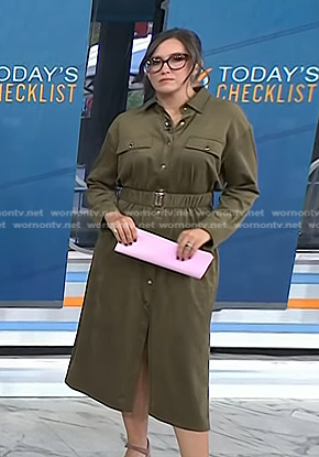 Savannah's olive green shirtdress on Today