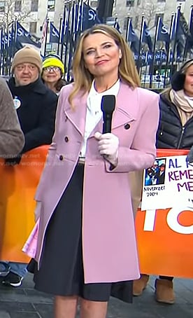 Savannah's pink double breasted coat on Today