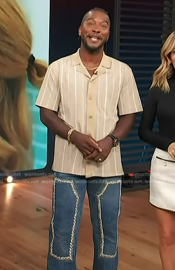 Scott's embroidered jeans on Access Hollywood