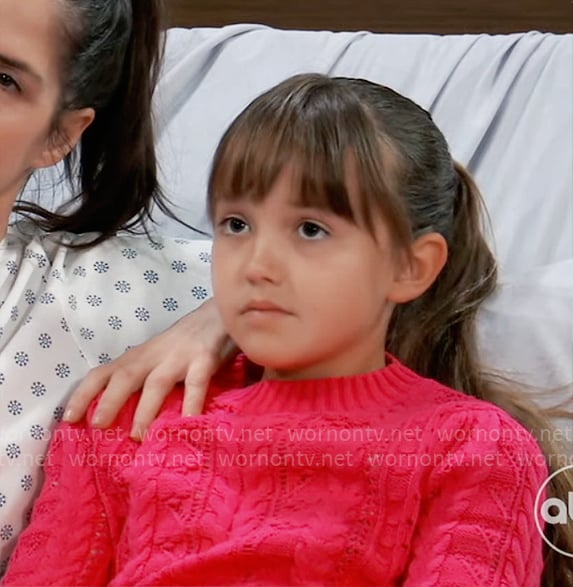 Scout’s pink cable-knit sweater on General Hospital