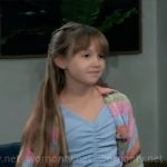 Scout’s blue ruched top and striped cardigan on General Hospital