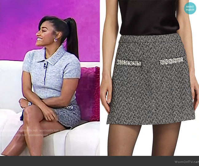  Herringbone Mini Skirt Self Portrait worn by Ariana DeBose on Today