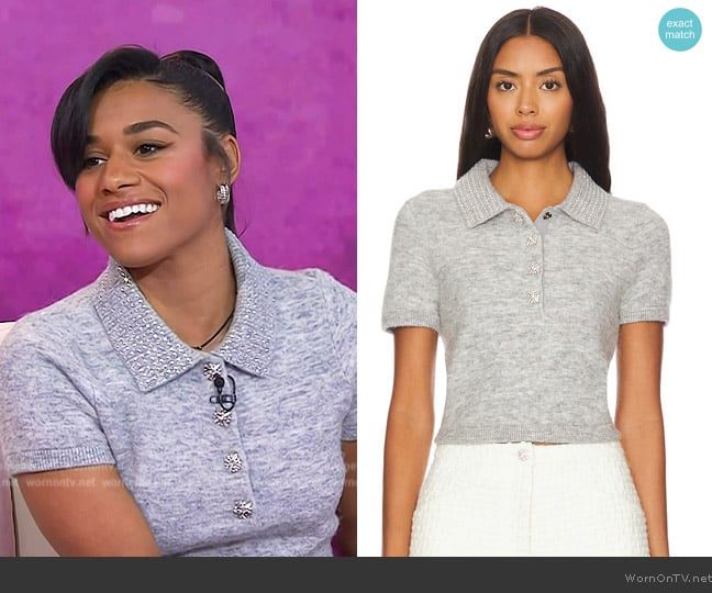 Self Portrait Melange Diamante Knit Top worn by Ariana DeBose on Today