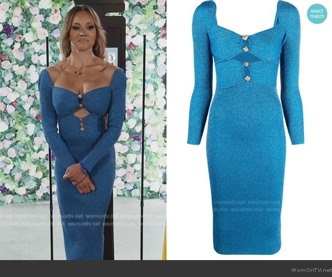 Self Portrait Cut-out detail ribbed dress worn by Ashley Darby on The Real Housewives of Potomac