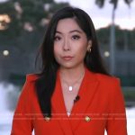 Selina Wang’s red blazer with gold buttons on Good Morning America