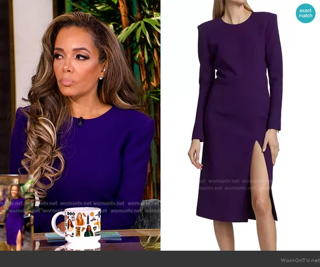 Sergio Hudson Purple Pencil Dress worn by Sunny Hostin on The View