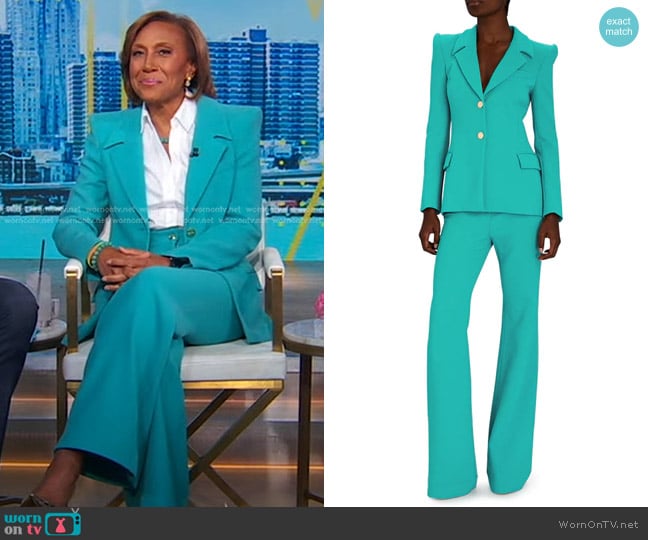 Sergio Hudson Single Breasted Two Button Blazer and Flared Trouser worn by Robin Roberts on Good Morning America