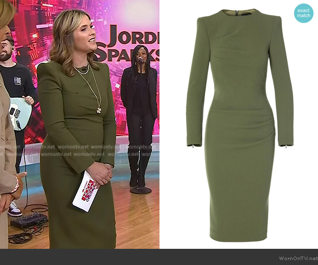 Sergio Hudson Pleated Front Midi Dress worn by Jenna Bush Hager on Today