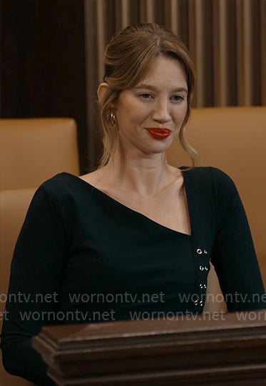 Shae's black lace-up dress on Matlock