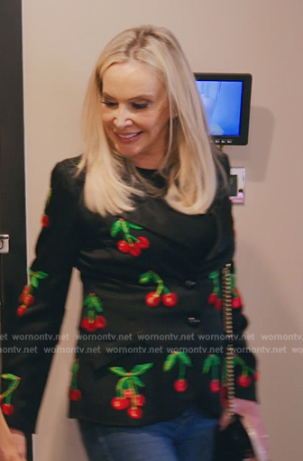 Shannon's black cherry print blazer on The Real Housewives of Orange County