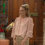 Sharon’s polka dot ruffled blouse on The Young and the Restless