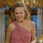 Sharon’s pink one-shoulder dress on The Young and the Restless