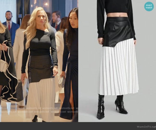 Shein PU Leather Pleated Skirt worn by Jennifer Pedranti on The Real Housewives of Orange County