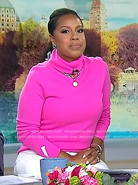 Sheinelle's pink turtlneck sweater on Today