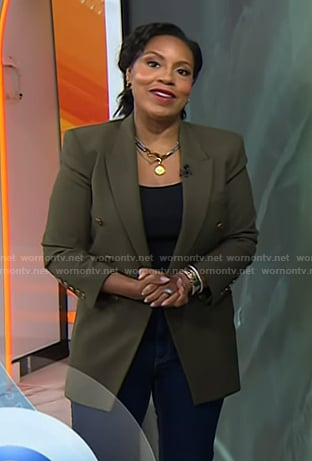 Sheinelle's green double breasted blazer on Today