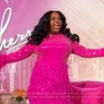 Sherri’s pink sequin feather dress on Sherri