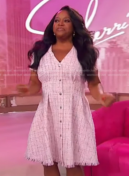 Sherri's pink check button front dress on Sherri