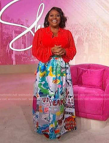 Sherri's printed maxi skirt on Sherri