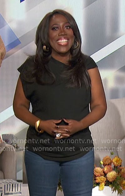 Sheryl's black twisted top on The Talk