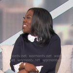 Sheryl’s navy sweater with white eyelet collar on The Talk