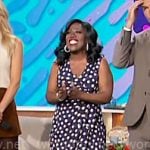 Sheryl’s navy polka dot dress on The Talk