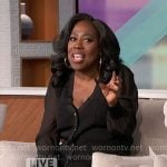 Sheryl’s black v-neck cardigan with sheer sleeves on The Talk