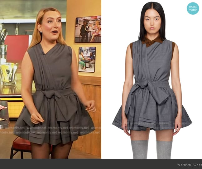 Shushu/Tong Gray Gathered Minidress worn by Amelia Dimoldenberg on The Drew Barrymore Show