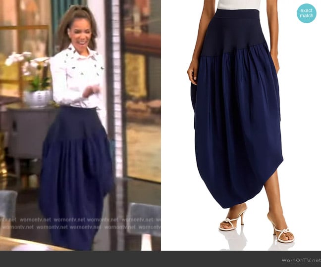 Simkhai Nala Drop-Waist Combo Midi Skirt worn by Sunny Hostin on The View